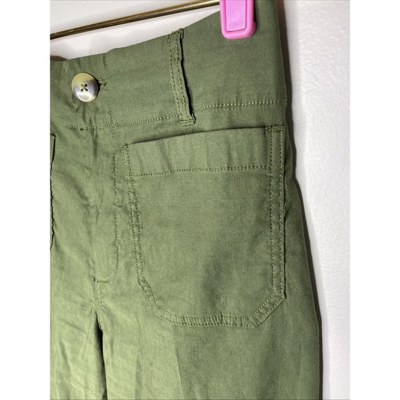 Maeve Anthropologie The Colette Green Viscose Linen Pant Sz 26 - Picture 4 of 10